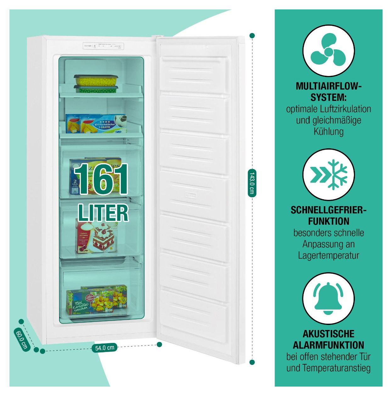 GS7343 161 l Gefrierschrank 166 kWh Jahr NoFrost  (Weiß) 