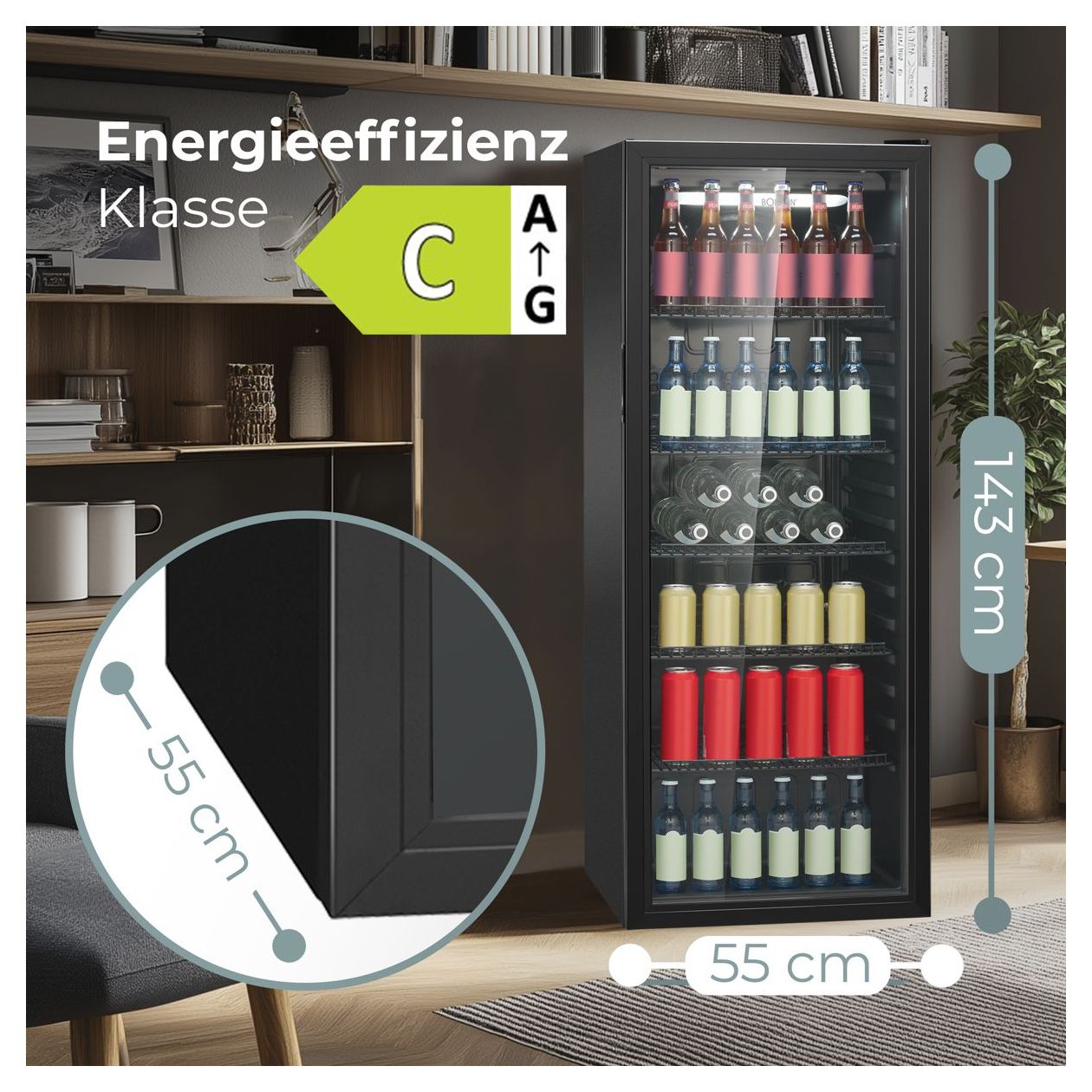 KSG7292 235 l Kühlschrank freistehend EEK: C 433 kWh Jahr  (Schwarz) 