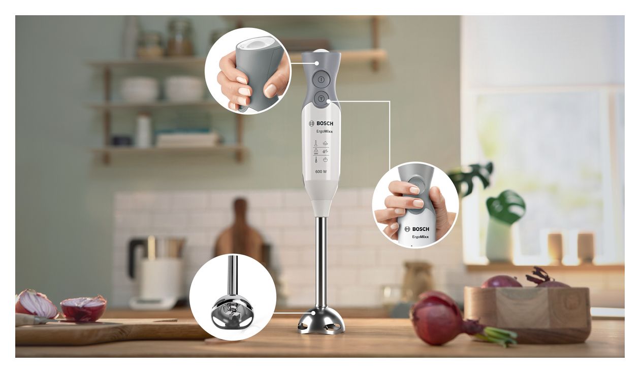 MSM66120 ErgoMixx Stabmixer 600 W 12 Stufen  (Grau, Weiß) 