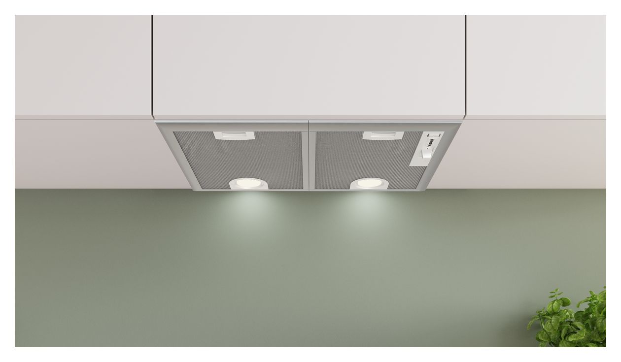 Serie 4 DHL555BM Abluft/Umluft Dunstabzugshaube/Esse Einbau 50 cm (Metallisch, Silber) 