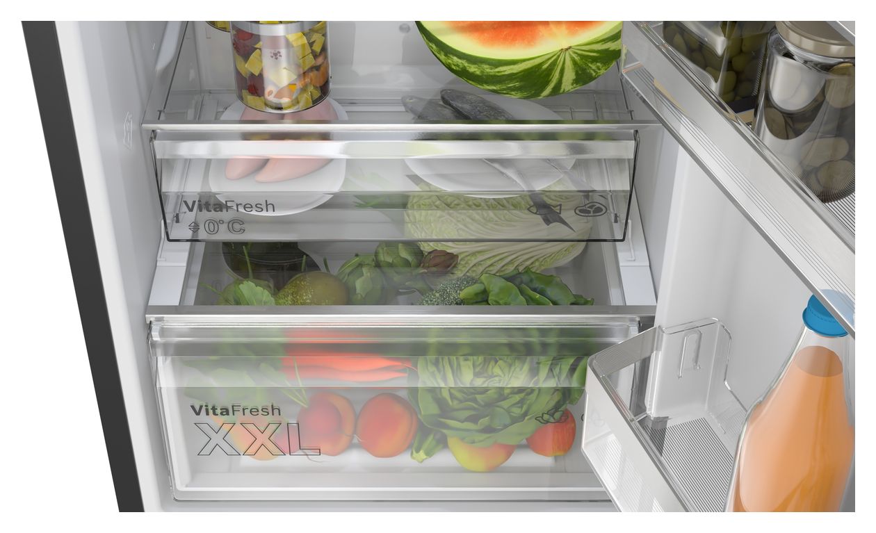 Serie 4 KGN39EXCF 260 l / 103 l Kühl-Gefrierkombi freistehend NoFrost 162 kWh Jahr  (Schwarz, Edelstahl) 