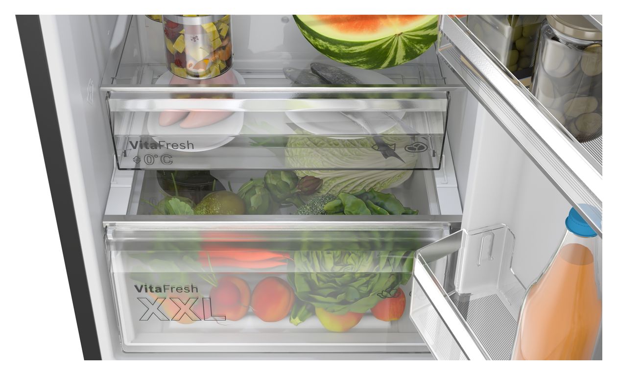 Serie 4 KGN39VXAU 260 l / 103 l Kühl-Gefrierkombi freistehend NoFrost 112 kWh Jahr  (Schwarz) 