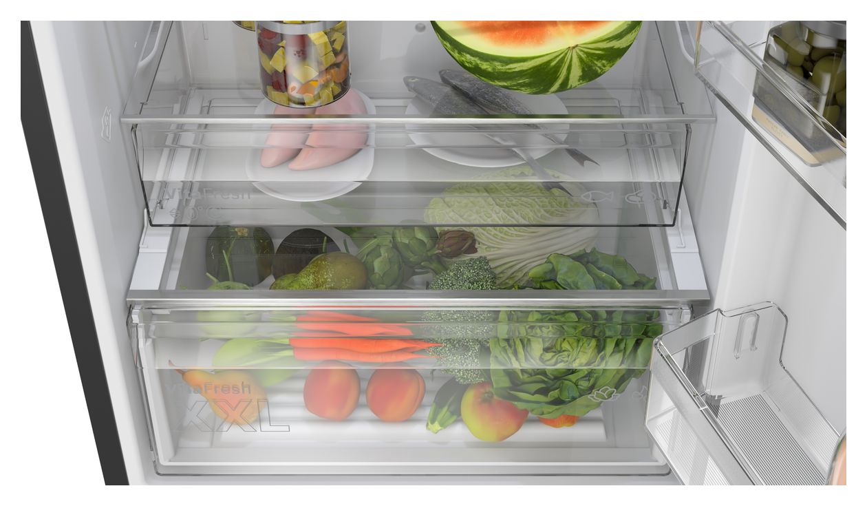 Serie 4 KGN492XCF 311 l / 129 l Kühl-Gefrierkombi freistehend NoFrost 178 kWh Jahr  (Schwarz, Edelstahl) 