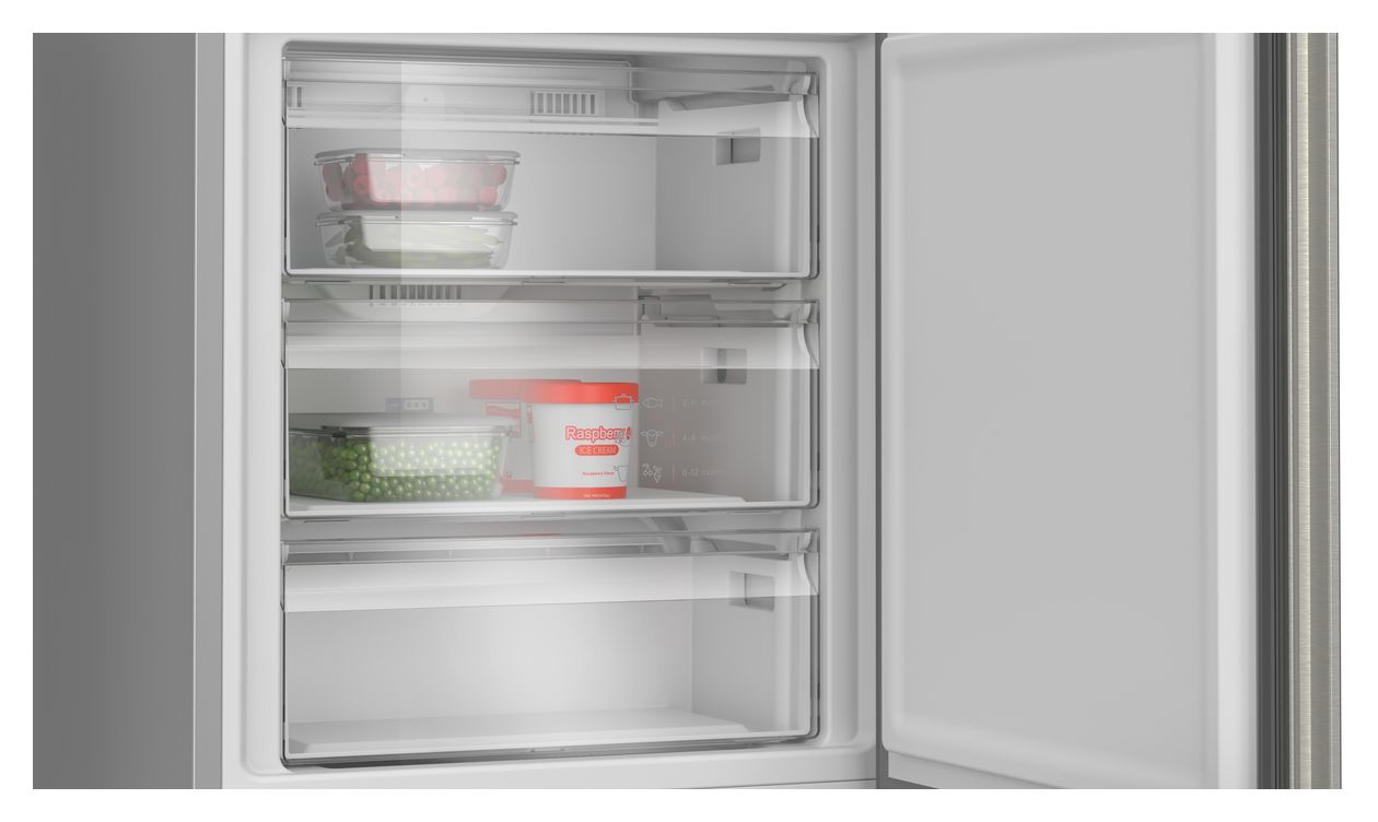 Serie 4 KGN49EICF 311 l / 129 l Kühl-Gefrierkombi freistehend NoFrost 178 kWh Jahr  (Edelstahl) 