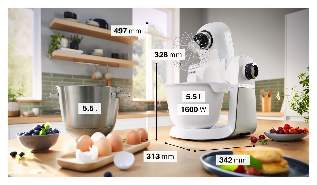 Serie 6 MUMS6EW23D 1600 W Küchenmaschine 5,5 l (Schwarz, Edelstahl, Weiß) 