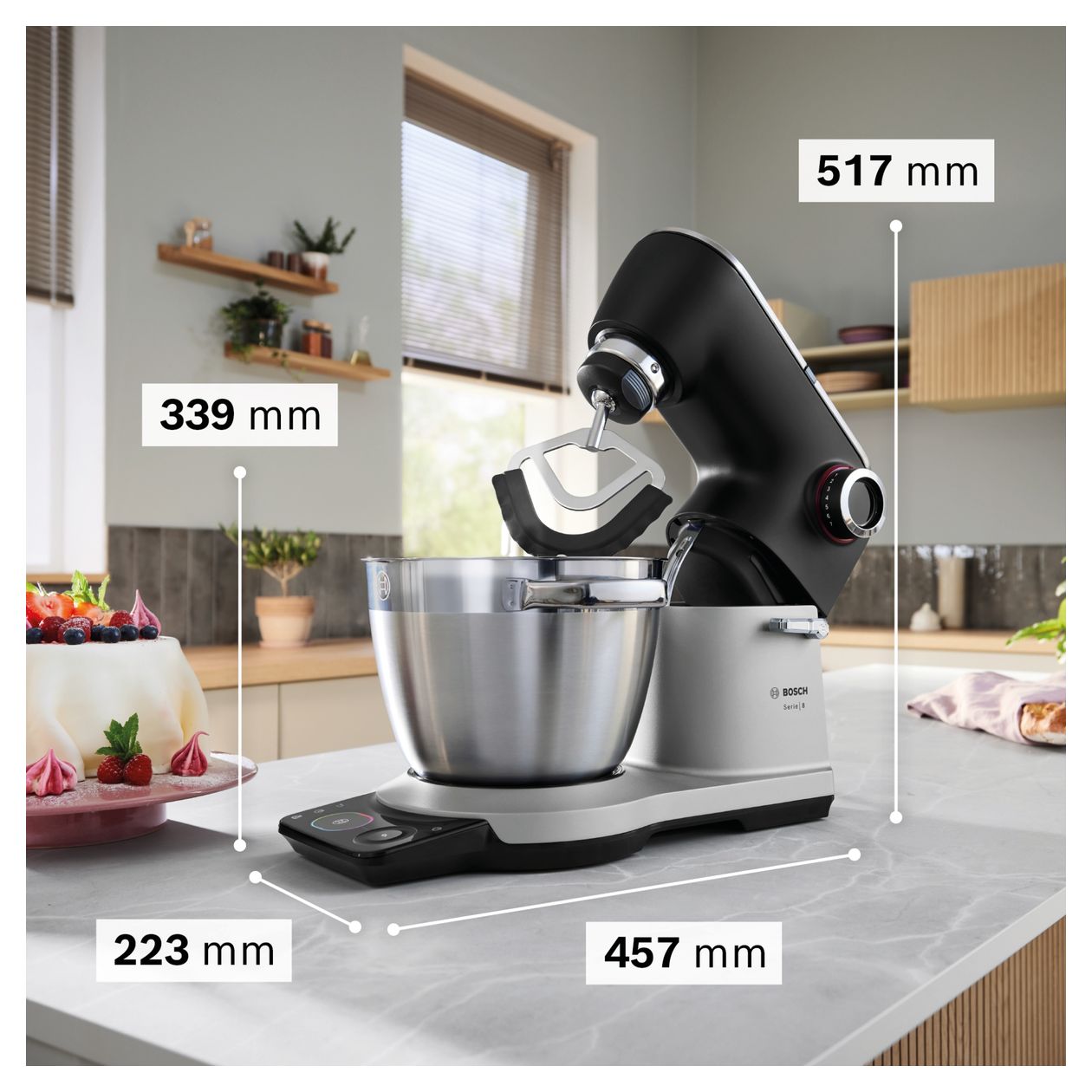 Serie 8 MUMS8ZS13 1800 W Küchenmaschine 6 l mit Waage  (Schwarz, Silber) 
