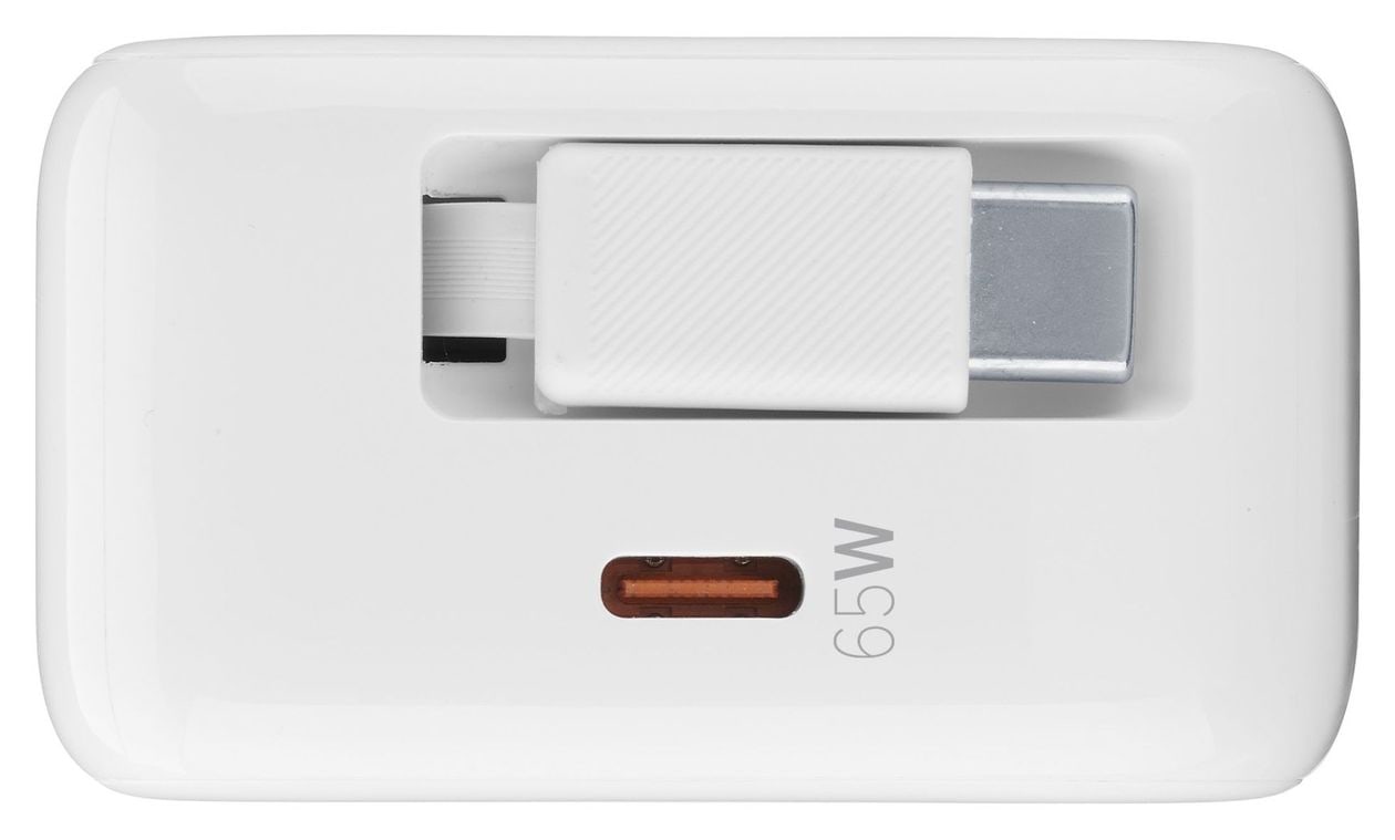 65-W-GAN+-LADEGERÄT MIT AUSZIEHBAREM KABEL UND USB-C-ANSCHLUSS 