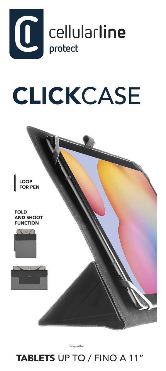 Click Case Folio aus Kunstleder für Universal bis 27,9 cm (11") Staubresistent, Kratzresistent (Schwarz) 