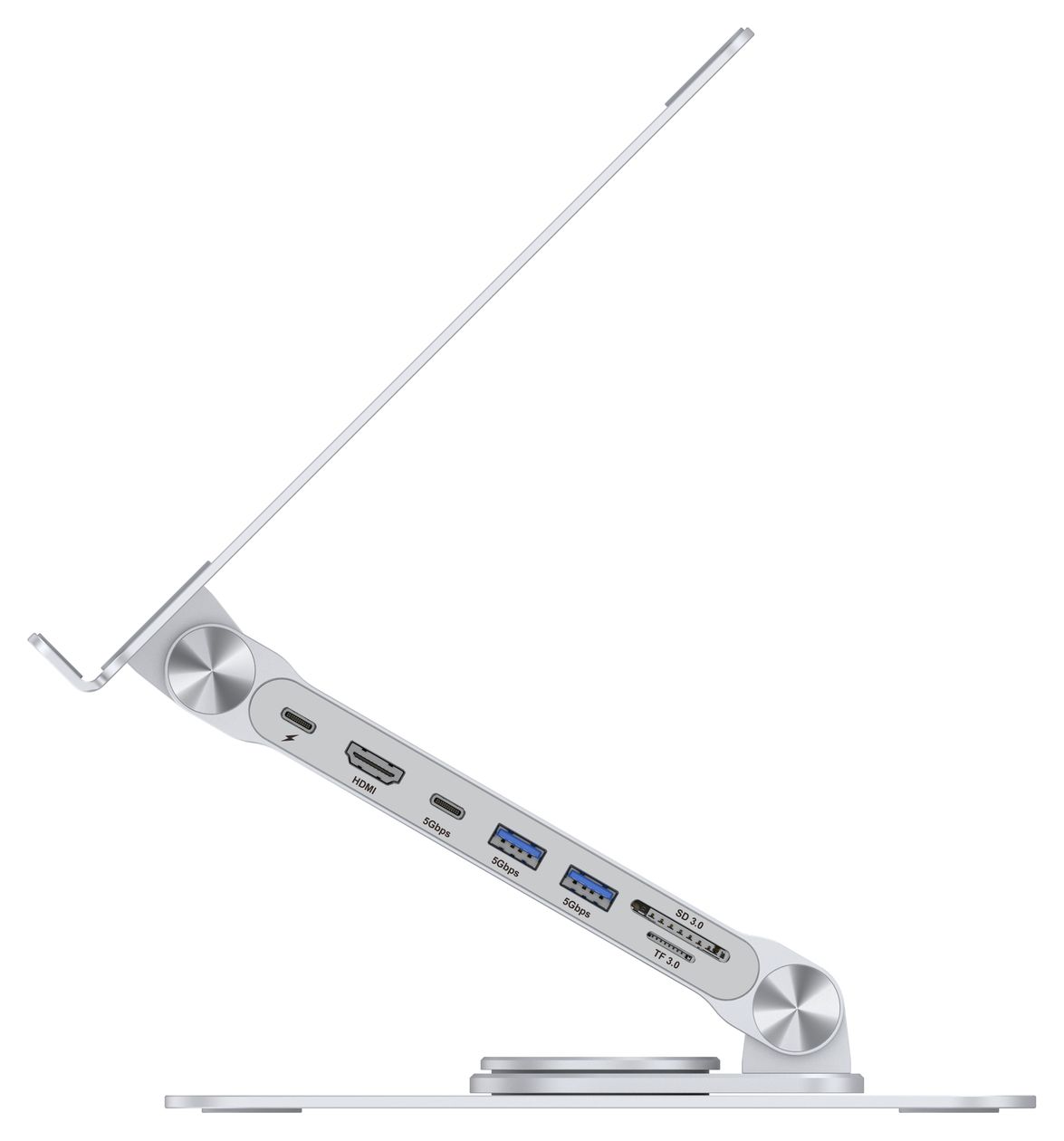 DONN27G Laptop-Ständer mit 7-in-1-Dockingstation, 360° drehbare Basis, faltbar, höhenverstellbar 