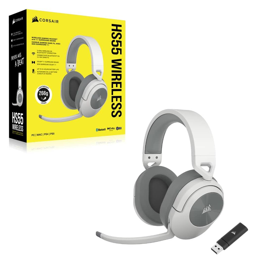 HS55 Wireless Over Ear Bluetooth Kopfhörer kabellos 24 h Laufzeit  (Weiß) 