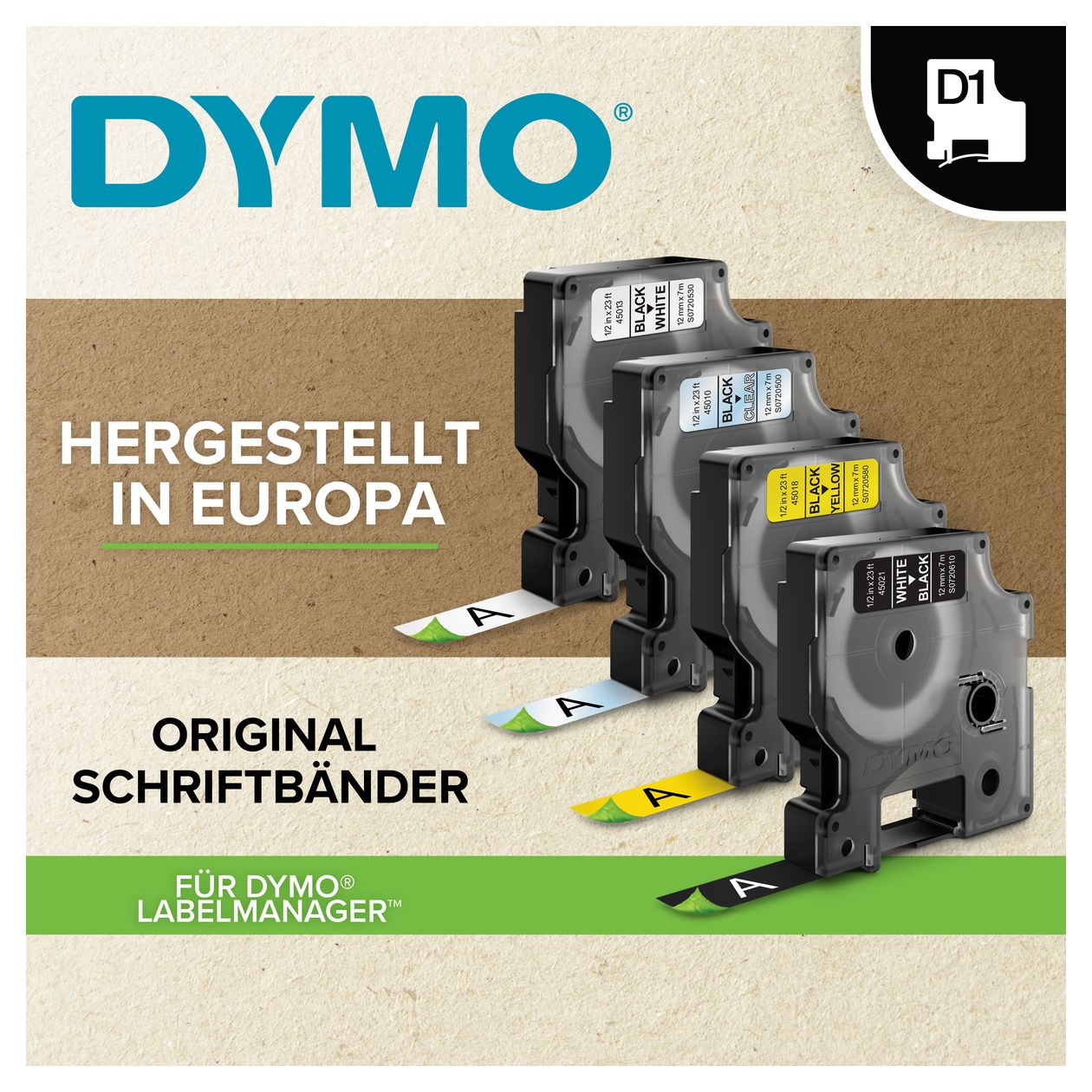 DYMO Original D1-Etikettenband | schwarz auf rot | 9 mm x 7 m | selbstklebendes Schriftband | für LabelManager-Beschriftungsgerät 