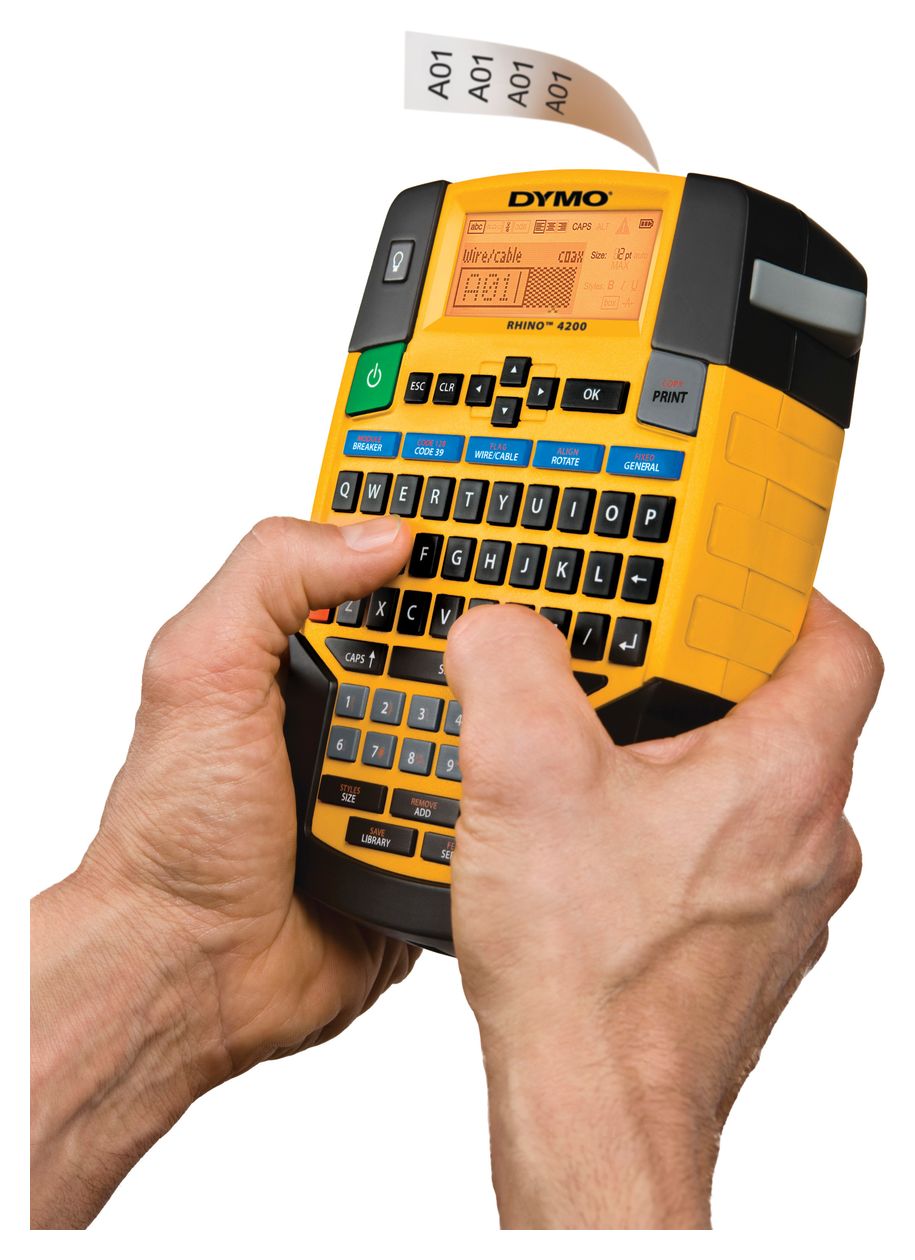 DYMO Rhino Industrie Permanente Polyesteretiketten | 12 mm x 5,5 m | Schwarz auf Weiß | selbstklebendes Schriftband | für DYMO Rhino und LabelManager Beschriftungsgerät 