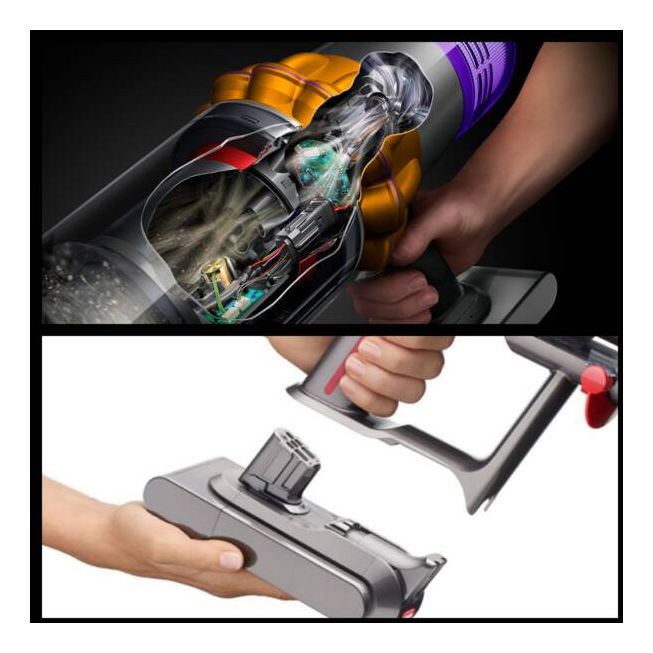 V12 Detect Slim Absolute Handstaubsauger Beutellos bis 60 min Laufzeit 25,2 V (Schwarz, Violett, Bronze, Gelb) 