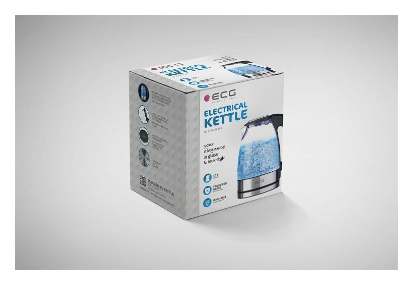 RK1776 1,7 l Wasserkocher 2200 W (Schwarz, Silber, Transparent) 