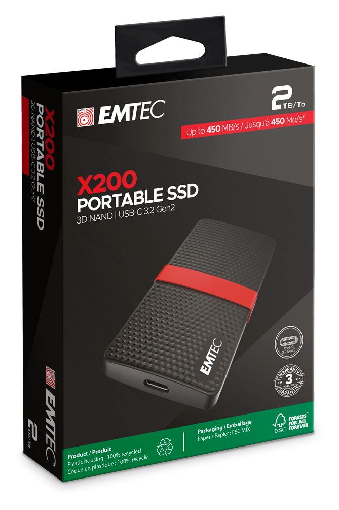 X200 Portable Power Plus 2 TB SSD  (Schwarz) 