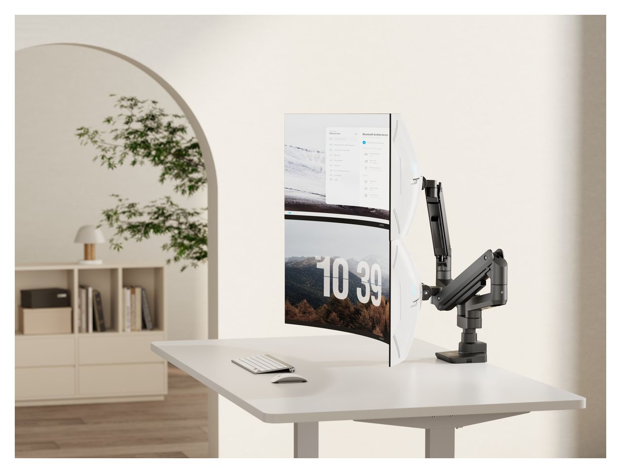 17"-35" Schwerlast-Doppelmonitor-Schreibtischhalterung, Schwarz 