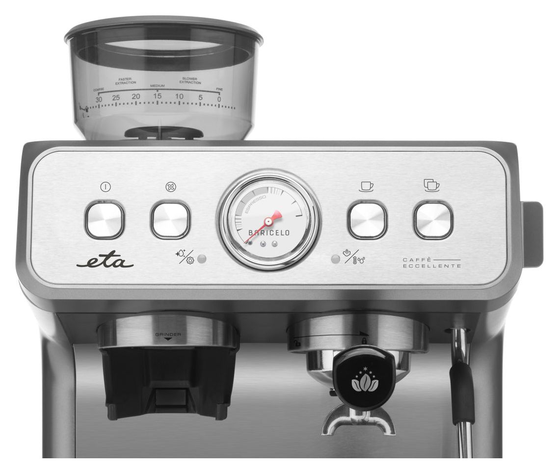 Baricelo Siebträger Kaffeemaschine 15 bar 1550 W  (Silber, Edelstahl) 