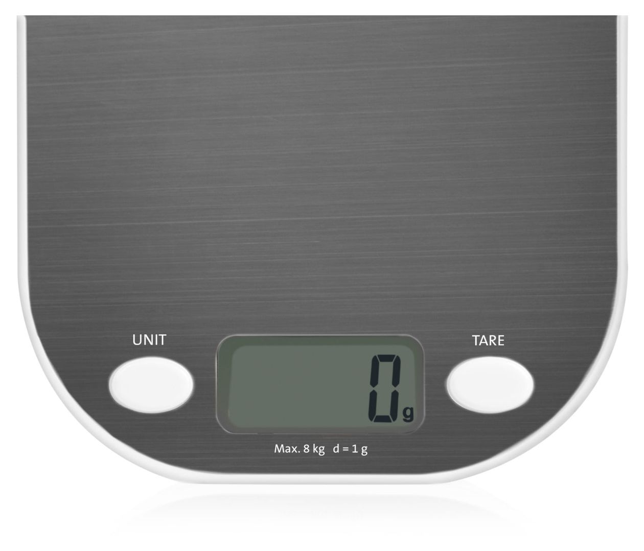 Grami Elektronische Küchenwaage bis 8 kg Genauigkeit 1 g  (Weiß, Edelstahl) 