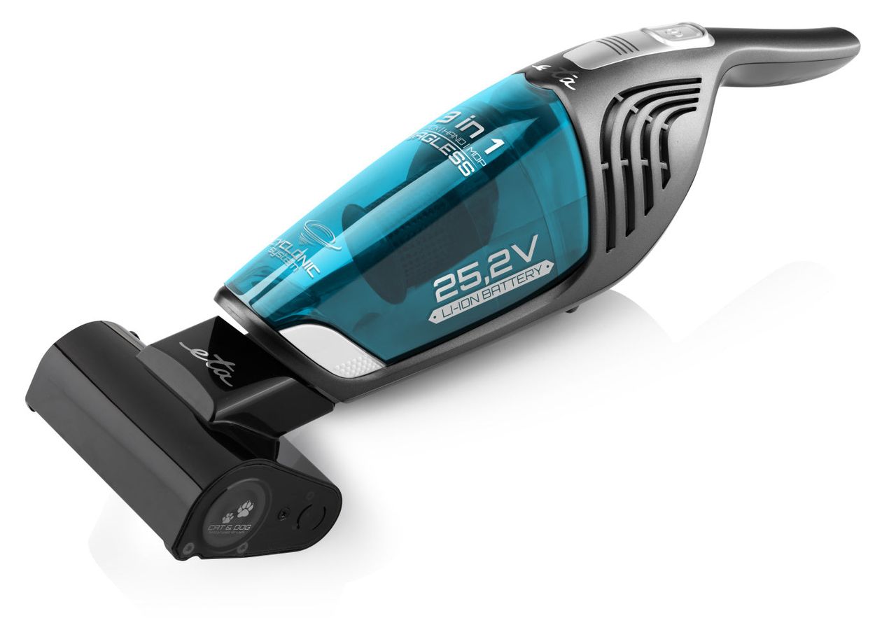 Moneto II Aqua Plus Handstaubsauger Beutellos bis 50 min Laufzeit 25,2 V HEPA  (Blau, Grau) 