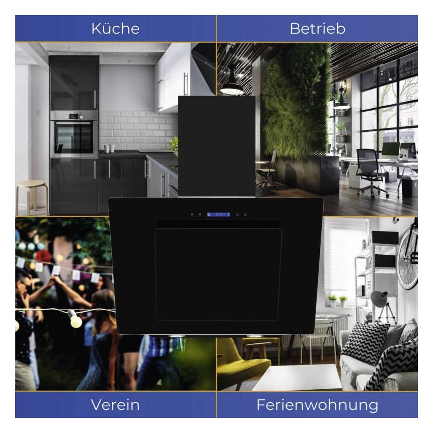 KFD807-2L Dunstabzugshaube/Esse Wand 80 cm (Schwarz) 