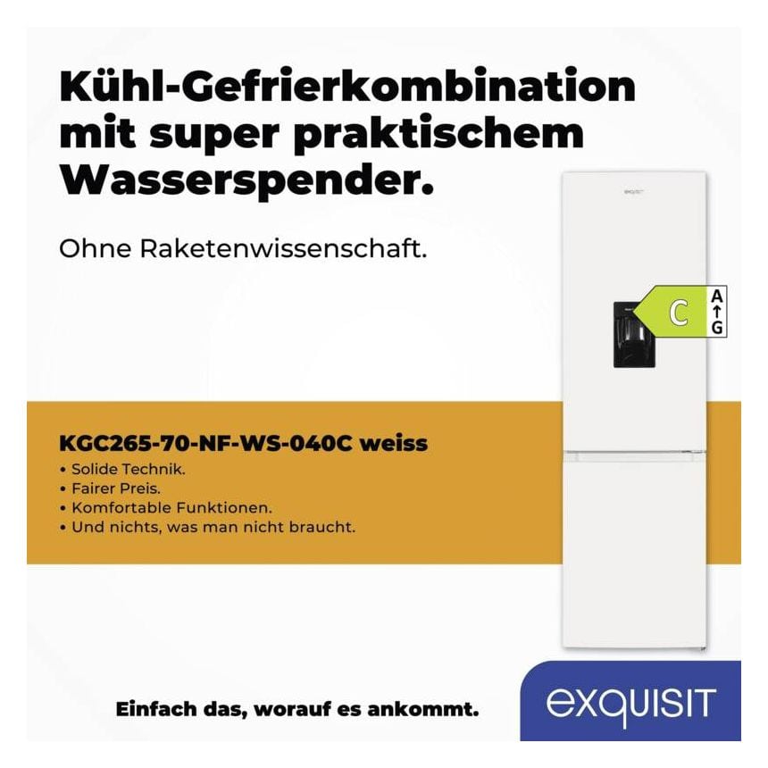 KGC265-70-NF-WS-040C 180 l / 71 l Kühl-Gefrierkombi freistehend NoFrost 141 kWh Jahr  (Schwarz, Weiß) 