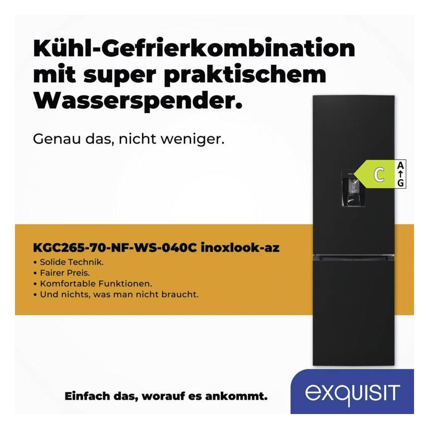 KGC265-70-NF-WS-040C 180 l / 71 l Kühl-Gefrierkombi freistehend NoFrost 141 kWh Jahr  (Schwarz) 