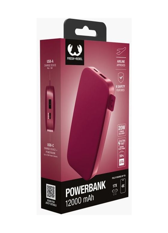 2PB12100BR 12000 mAh Powerbank USB Typ-C  (Beere, Rot) 