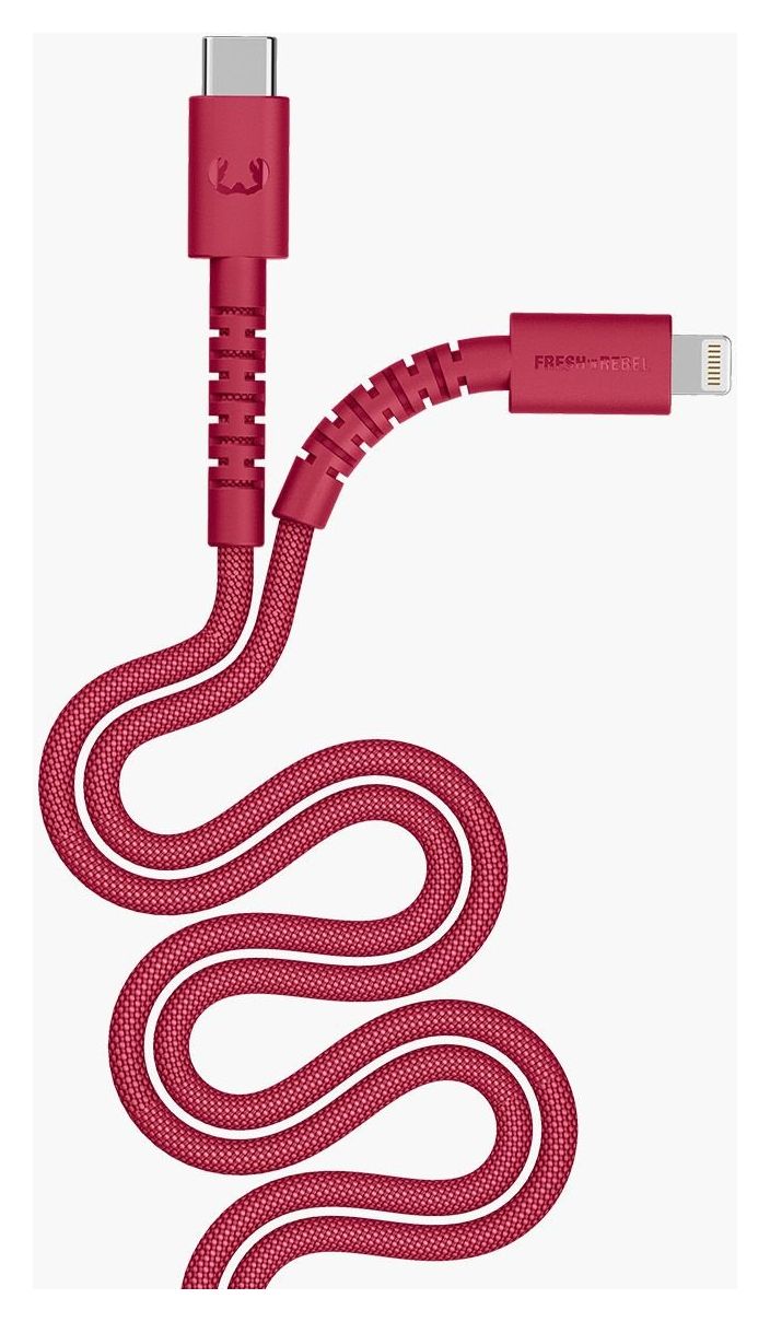 FlexWave Rundkabel Lightning auf USB C Männlich 2 m  (Rot) 