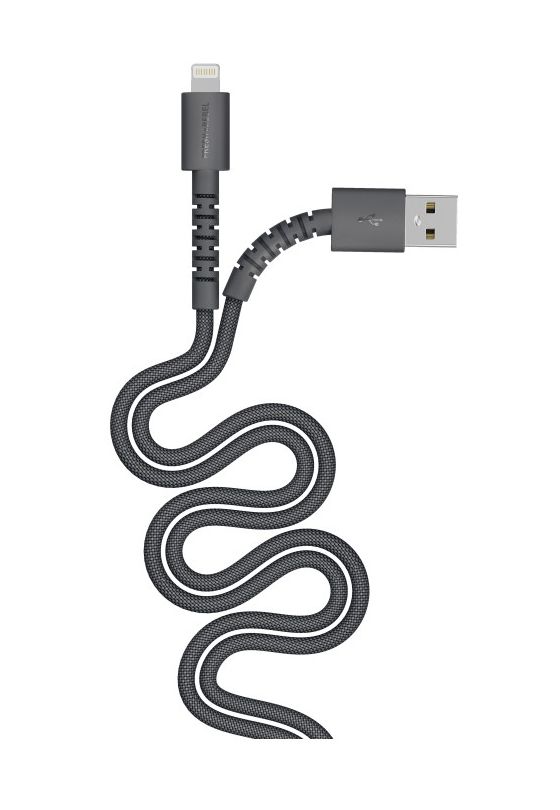 FlexWave Rundkabel Lightning auf USB A Männlich 2 m  (Grau) 