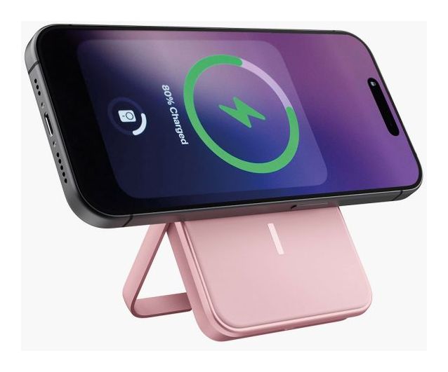 Wireless Magnetic 5000 mAh Powerbank USB Typ-C Kabelloses Laden  (Pink) 