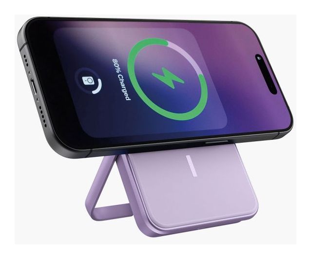 Wireless Magnetic 5000 mAh Powerbank USB Typ-C Kabelloses Laden  (Lila) 