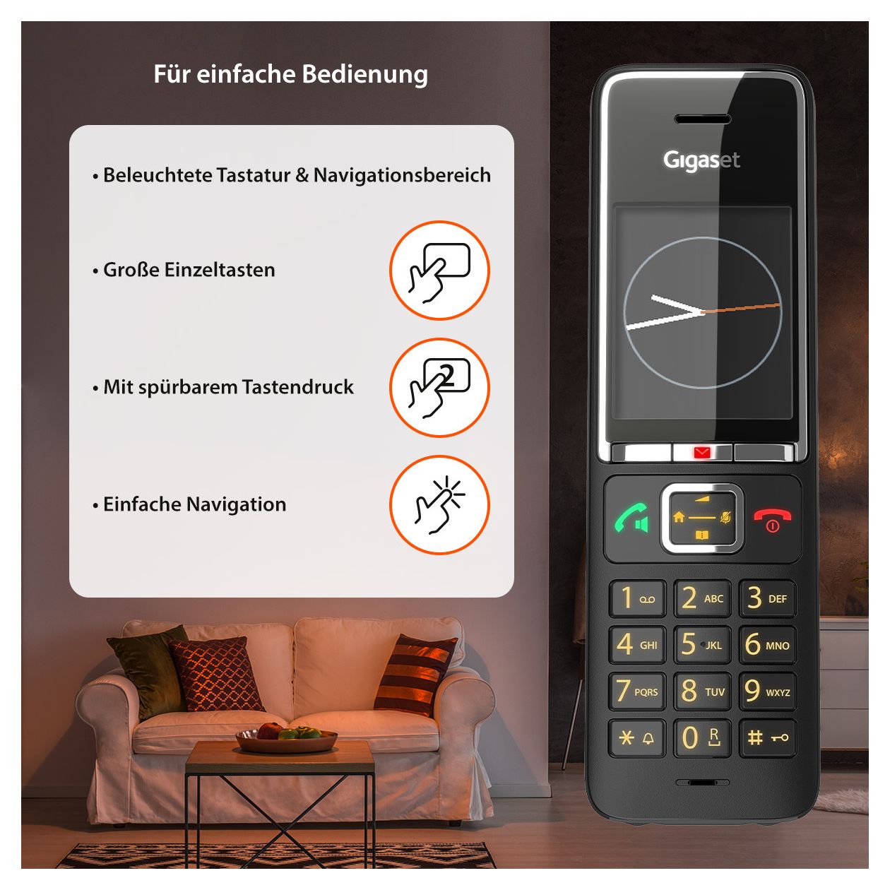E560 Premium-Großtastentelefon Analoges/DECT-Telefon  (Schwarz) 