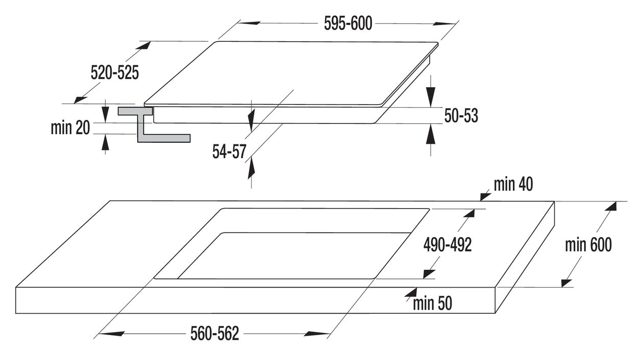 ECD641BX herdgebundenes 60 cm Glaskeramik Kochfeld/Herdplatte 4 Zone(n) 