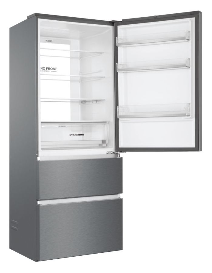 HTOPMNE7193 Side-by-Side Kühl-/ Gefrierkombination 310 l / 140 l 297 kWh NoFrost 1906 mm x 700 mm  (Platin, Edelstahl) 