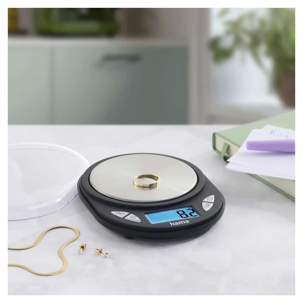 002927 Elektronische Küchenwaage bis 0,5 kg Genauigkeit 0,1 g  (Schwarz) 