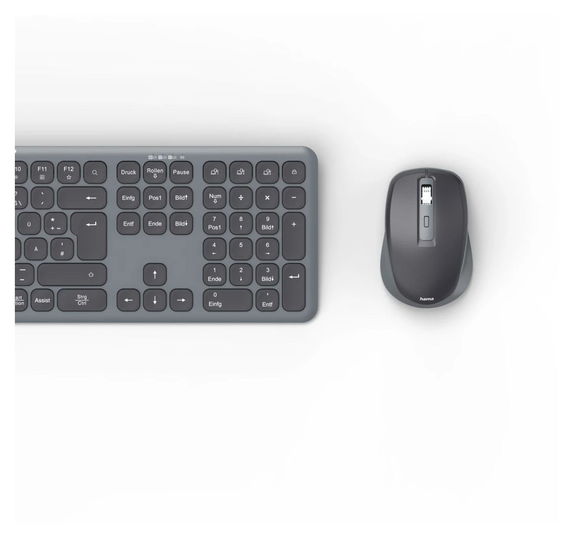 173065 WKM-550 Heimbüro Tastatur RF Wireless + Bluetooth 2.4 GHz  (Schwarz) 