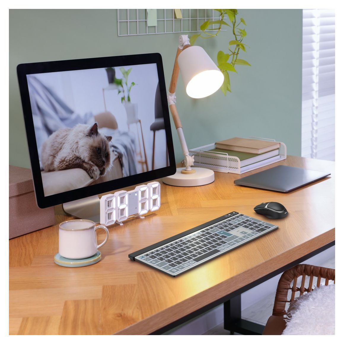 173069 WKM-750 LED Heimbüro Tastatur Bluetooth 2.4 GHz (Anthrazit, Schwarz, Blau) 