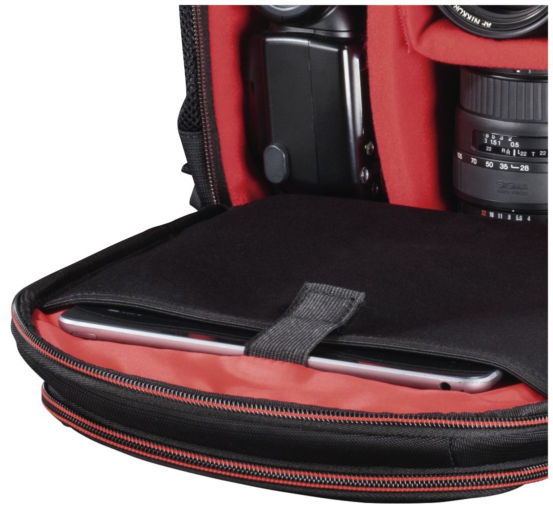 Hama 00139856 Kamera-Rucksack "Miami" 150 22x10x24cm Schwarz,Rot Kamera-Rucksack für Jede Marke 220 x 100 x 240 mm (Schwarz, Rot) 