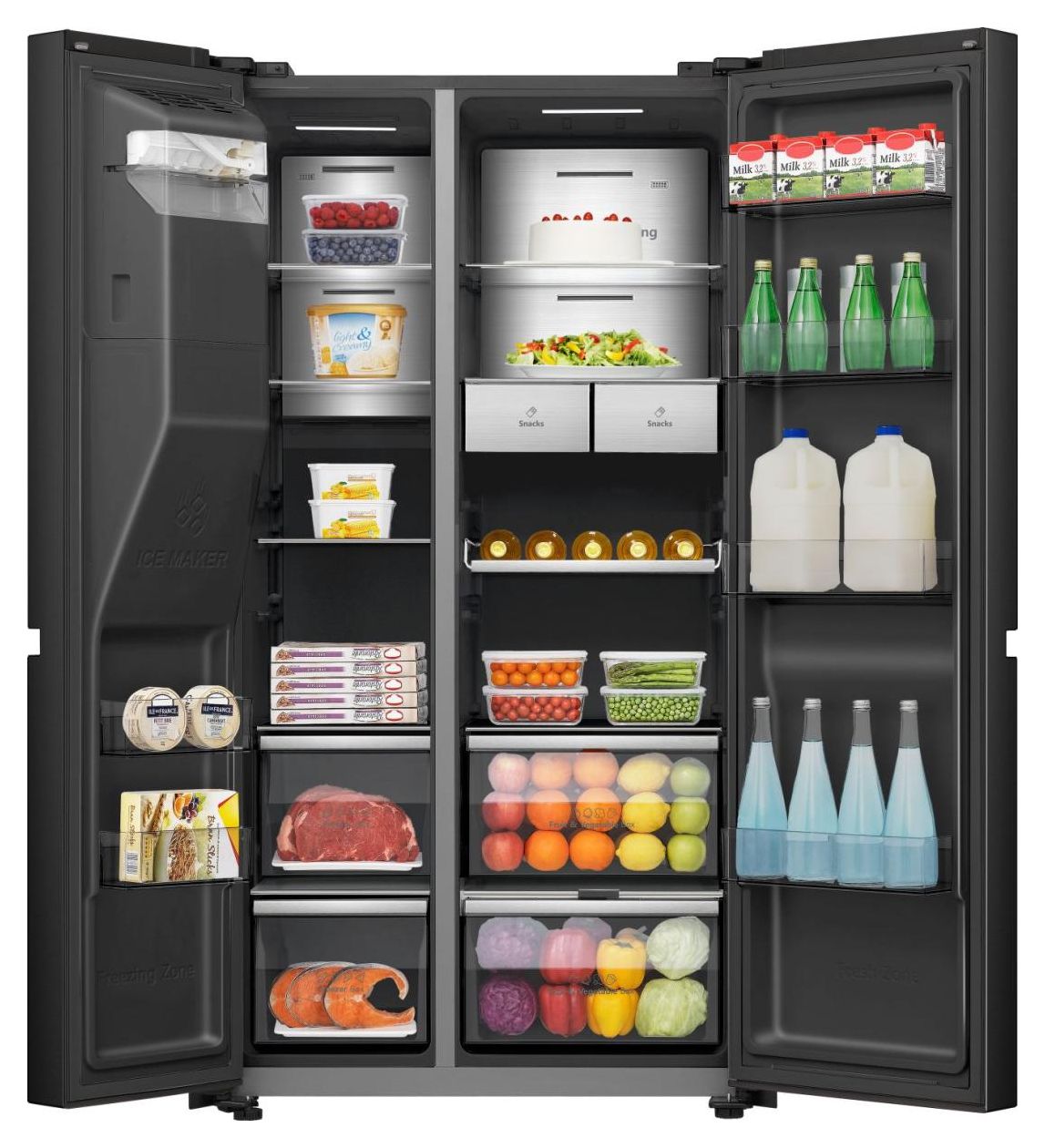 RS9P628GPFE Side-by-Side Kühl-/ Gefrierkombination 399 l / 200 l 343 kWh NoFrost 1790 mm x 910 mm  (Schwarz) 