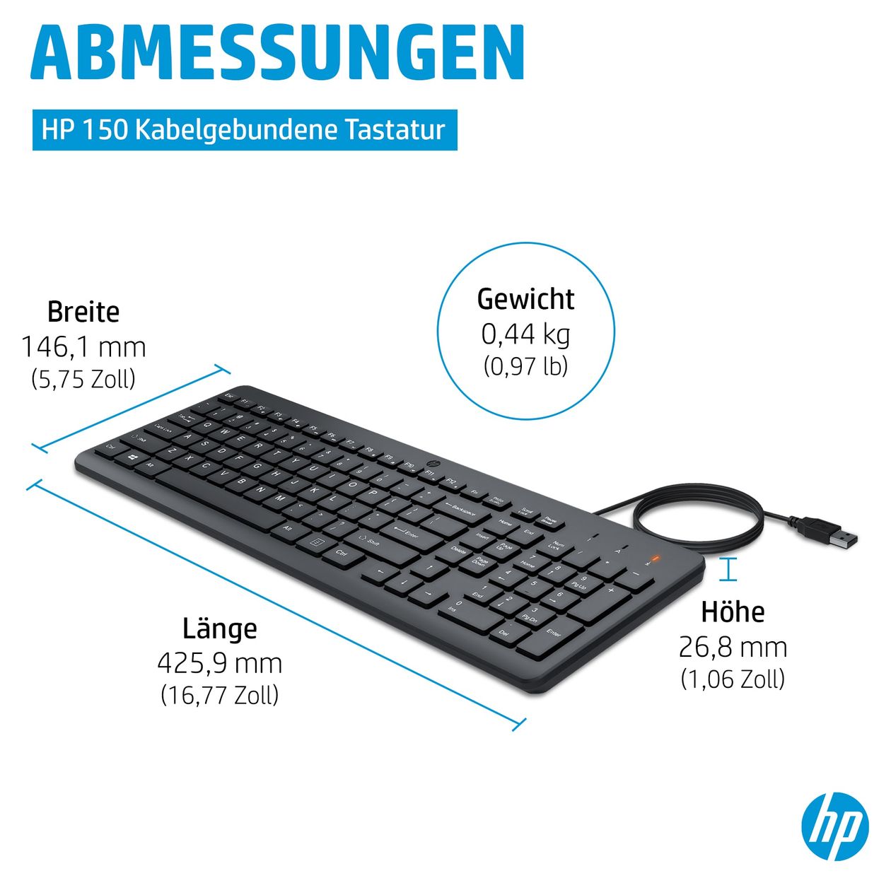 150 Universal Tastatur USB  (Schwarz) 