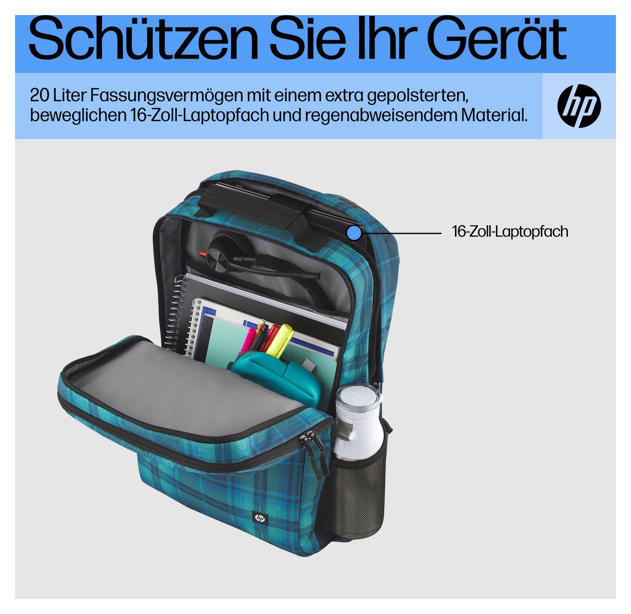 Campus XL Notebook-Rucksack Tartan Plaid bis 40,9 cm (16.1 Zoll) (Blau) 