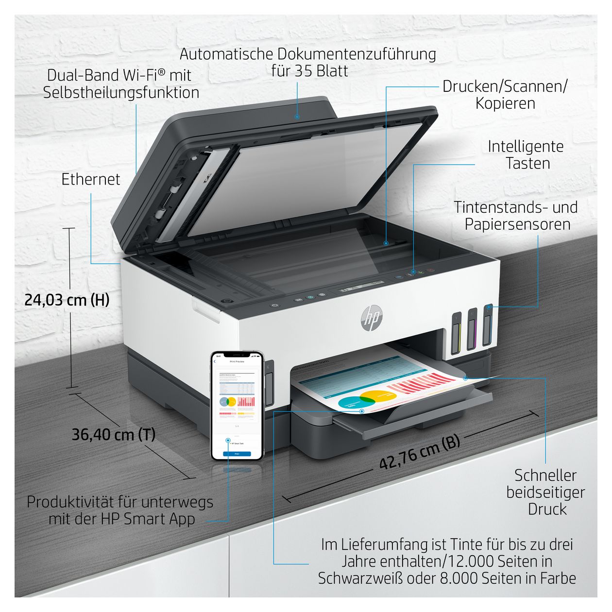 Smart Tank 7305 All in One A4 Thermal Inkjet Drucker 4800 x 1200 DPI 