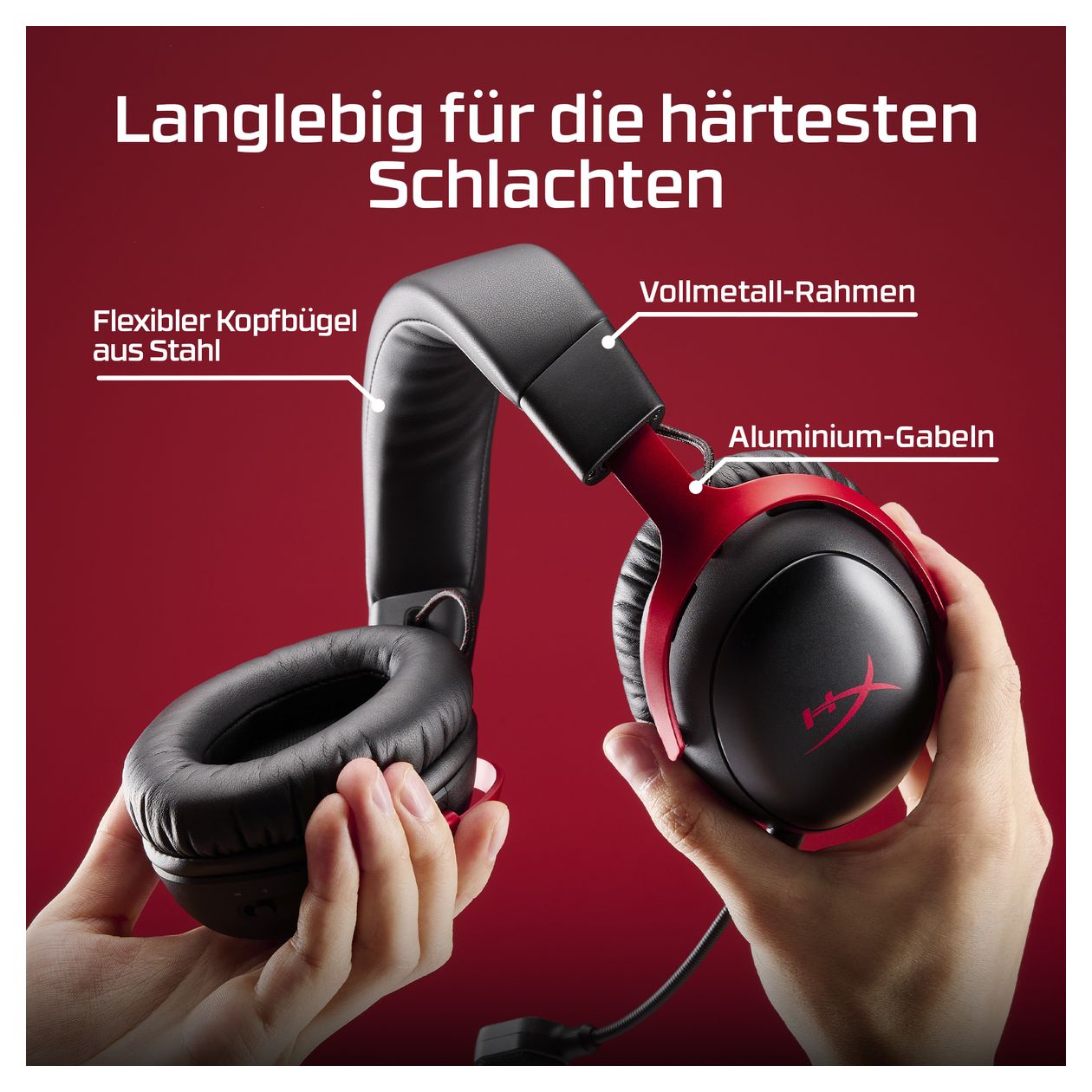 HyperX Cloud III IDS-Basismodell – Gaming-Headset (schwarz/rot) 
