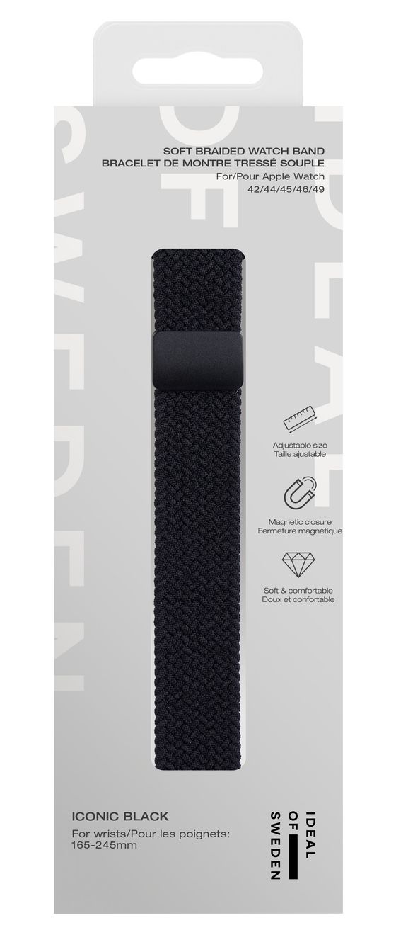 Iconic Black Watch Band Armband 20 mm Apple Watch 42/44/45/46/49  (Schwarz) 