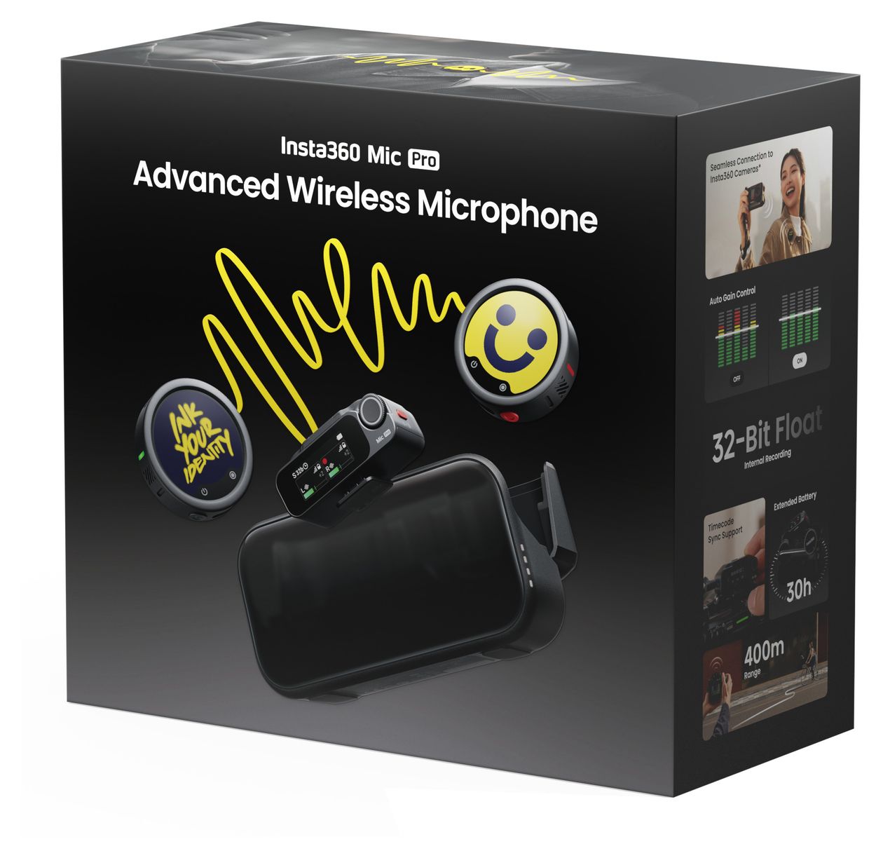 Mic Pro (2 Sender + 1 Empfänger + Ladecase)  (Schwarz) 