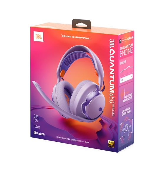 Quantum 650 Over Ear Bluetooth Kopfhörer kabellos 60 h Laufzeit USB Typ-C  (Violett) 