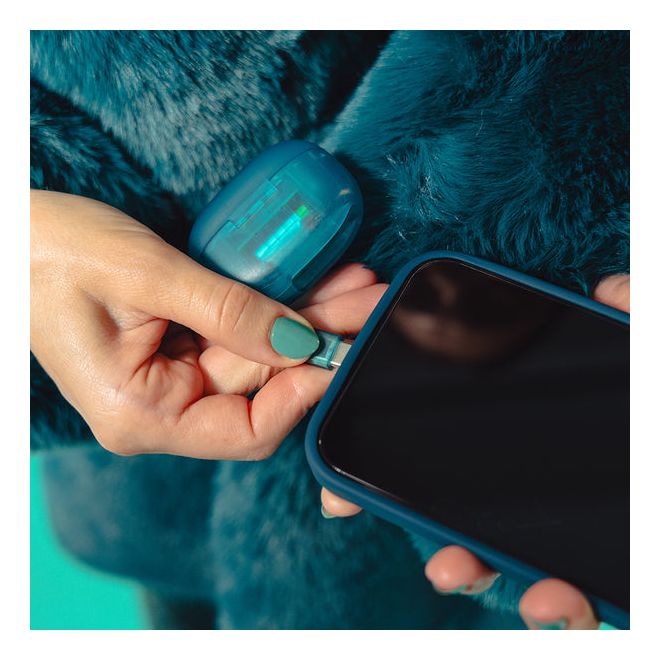 Go Pop ANC In-Ear Bluetooth Kopfhörer Kabellos TWS 7 h Laufzeit IP55 (Türkis, Transparent) 