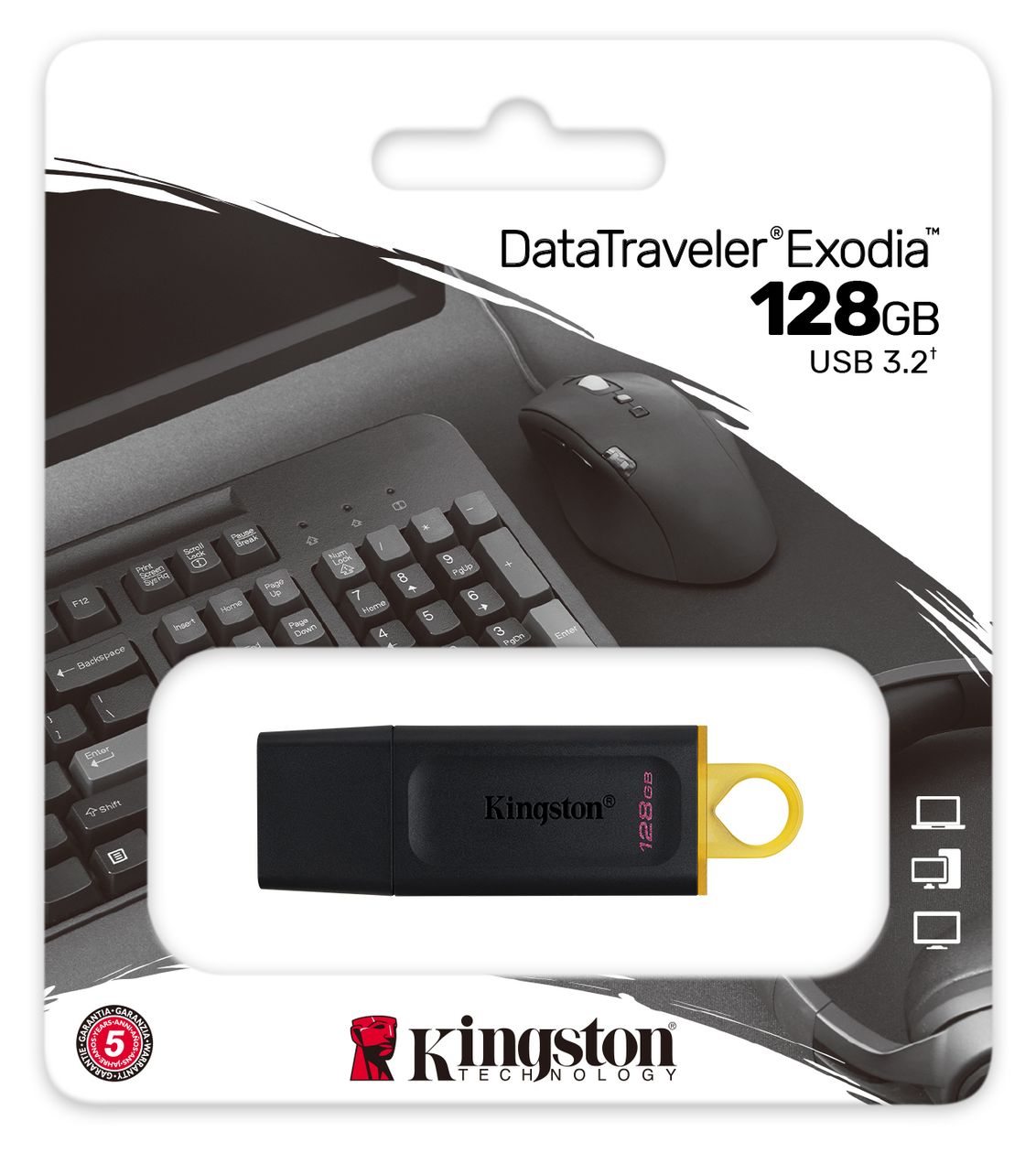DataTraveler Exodia USB Typ-A Stick 128 GB  (Schwarz, Gelb) 