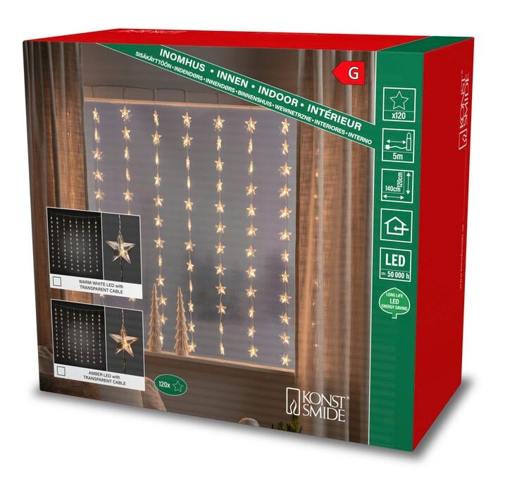 3703-803 Lichtervorhang 120 Sterne LED 2300 K Bernstein AC 