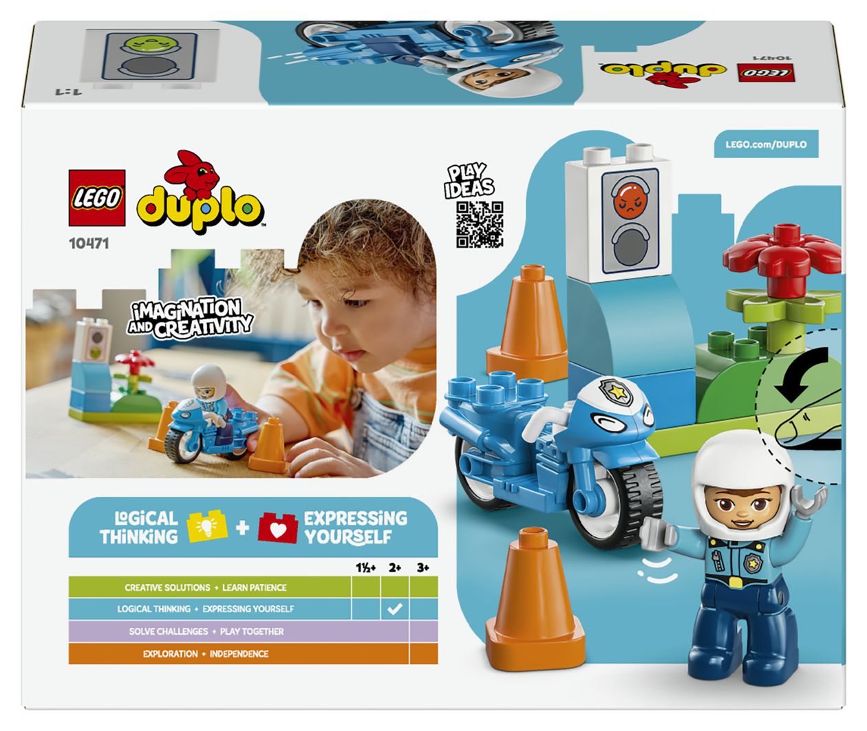 DUPLO Town Blaues Polizeimotorrad Bauset 11 Teile  (Mehrfarbig) 